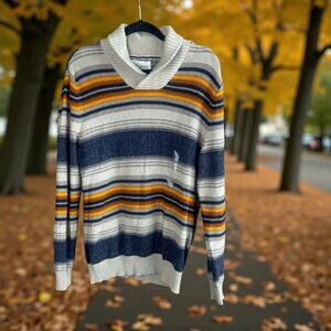 Sun + Stone Southwest Blanket Stripe Shawl Collar Sweater NWT Size Large